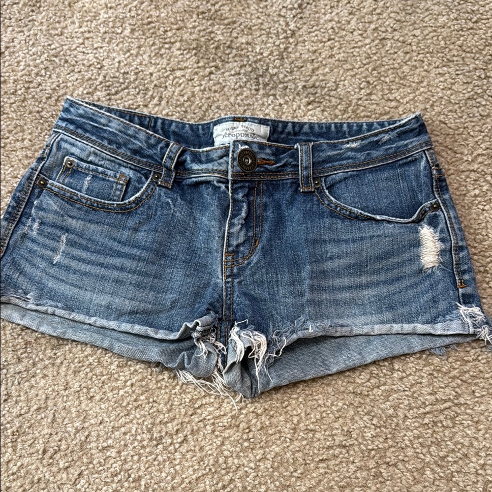 Aeropostale Blue Jean Shorts Distressed Look